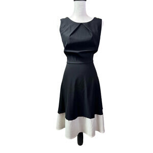 Black and White Color Block Dress With Gold Accents Size 12